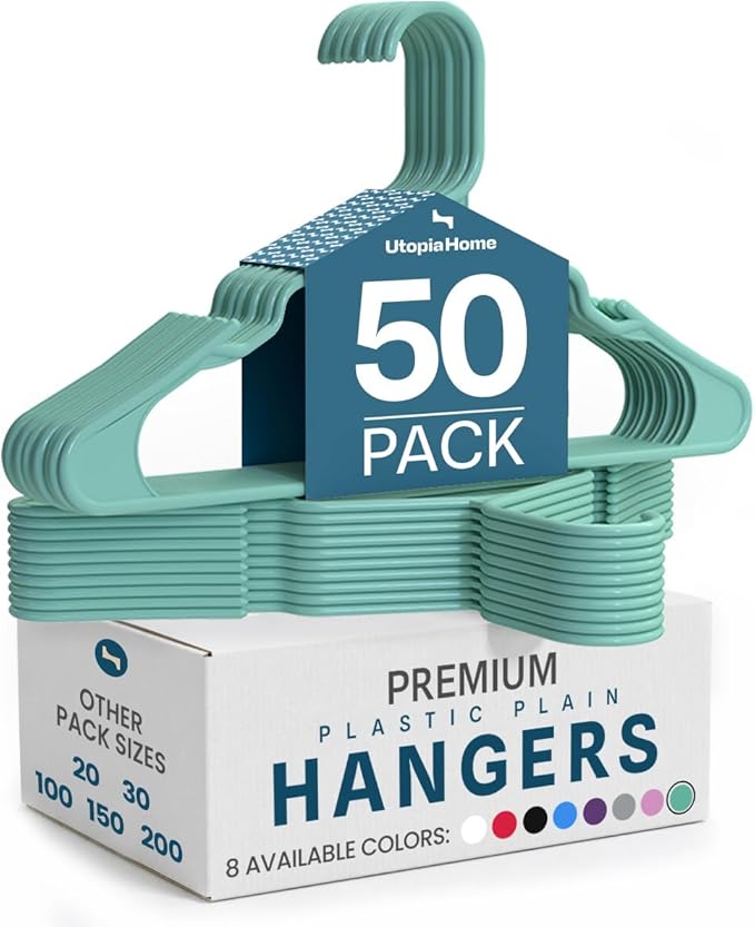 Utopia Home Plastic Hangers 50 Pack – Space Saving Clothes Hanger Aqua | by UTOPIAHOME
