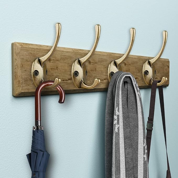 IBosins 32 Pack Antique Brass Double Coat Hooks Wall Mounted - Image 6