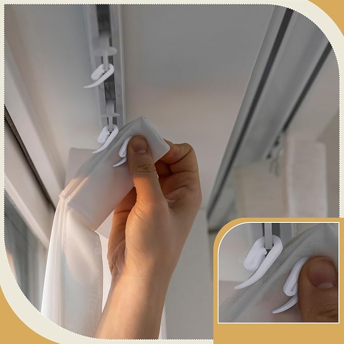 Wonderjune 400 Pcs White Plastic Curtain Hooks - Image 4