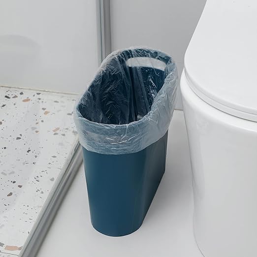 rejomiik Small Bathroom Trash Can, 3.5 Gallon Slim Garbage Can, Teal Blue | - Image 2