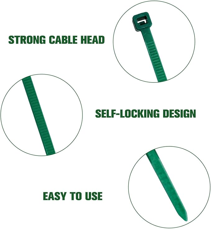 Zip Ties 8 inch, 1000 Pack Green Zip Ties, Wire Ties - Image 2