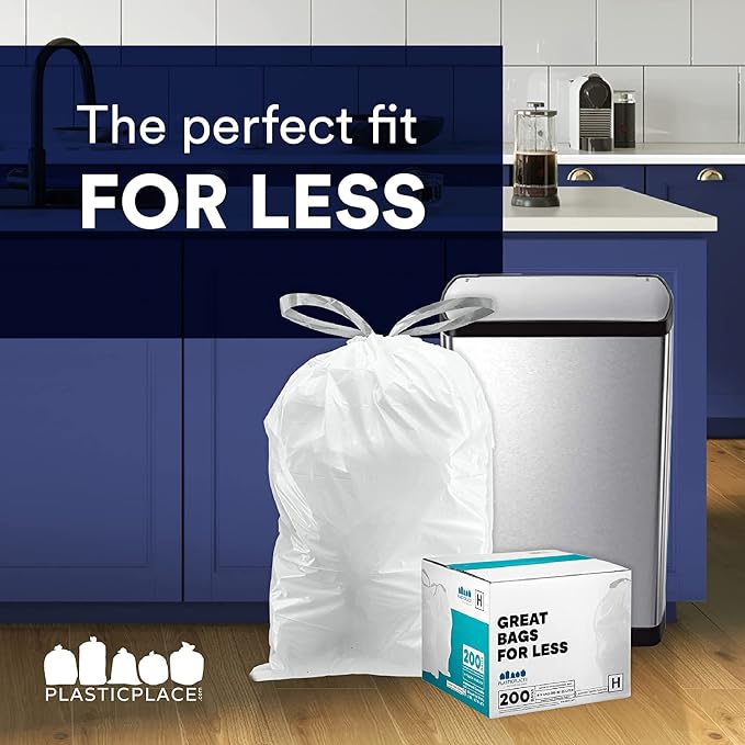 Plasticplace Custom Fit Trash Bags Compatible w Simplehuman Code H Drawstring - Image 4
