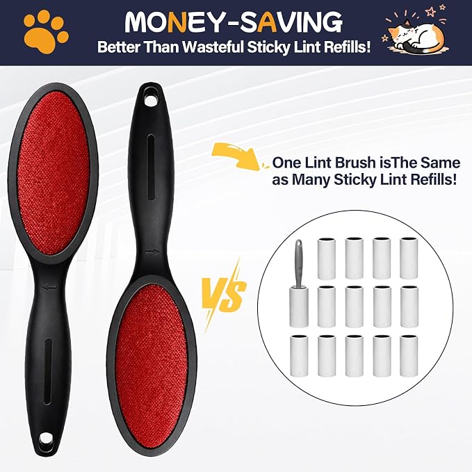 2 Pack Magic Lint Brush for Pet Hair, Double Sided Reusable Velvet Lint Remover - Image 6