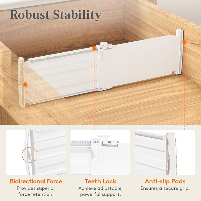 Lifewit 5" Tall Drawer Dividers, Adjustable Deep Drawer Organizer Clothes | 5 - Image 3