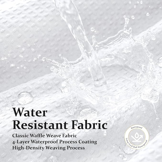 Dynamene Extra Long Waffle Shower Curtain 256 GSM Fabric 72"x84" White - Image 8