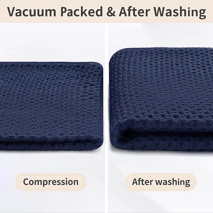 Homaxy 100% Cotton Waffle Weave Kitchen Dish Towels 4-Pack, Dark Navy | 13 x 28 - Image 7