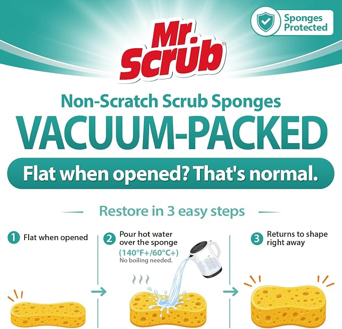 Sponges Kitchen Scrub Dish Sponge Scouring Pad, 96 Pads Cleaning Brush - Image 4
