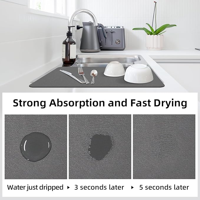 LOPNUR Large Dish Drying Mat for Kitchen Counter, Quick-Drying & Heat-Resistant - Image 3