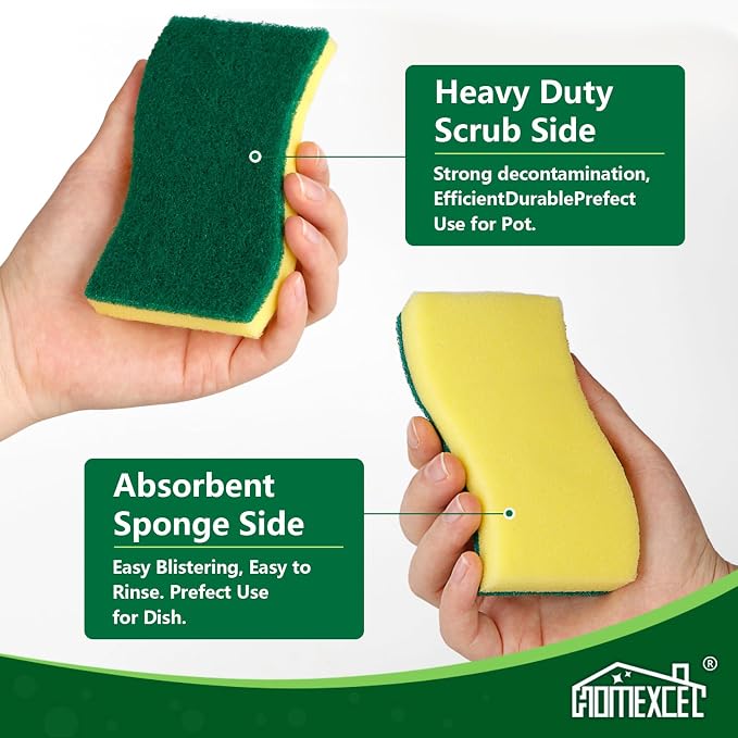 HOMEXCEL 50PK Sponges Kitchen, Heavy Duty Dish Scrubber Sponge - Image 3