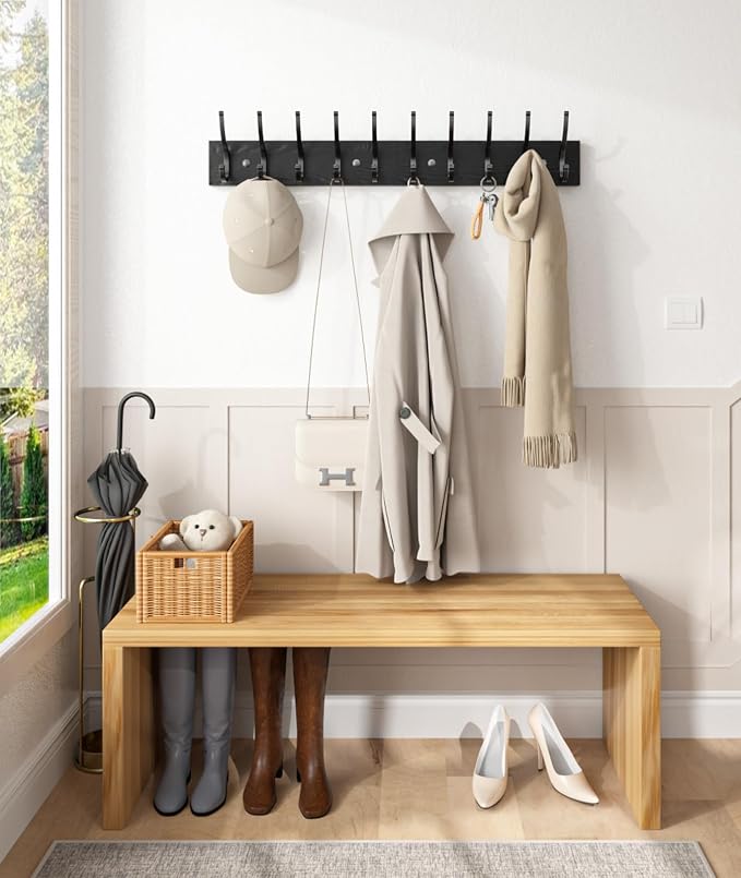 Optish 1 Pack Wooden Coat Rack Wall Mount, 16.1" Rustic Coat Hanger Hooks Wall - Image 4