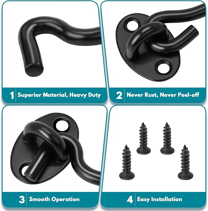 Privacy Hook and Eye Latch for Barn Door, Stainless Steel Gate Latch Barn Door - Image 4
