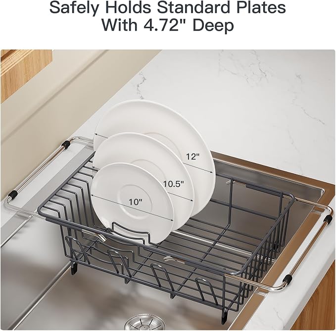 Grey Dish Drying Rack Over Sink - Image 8