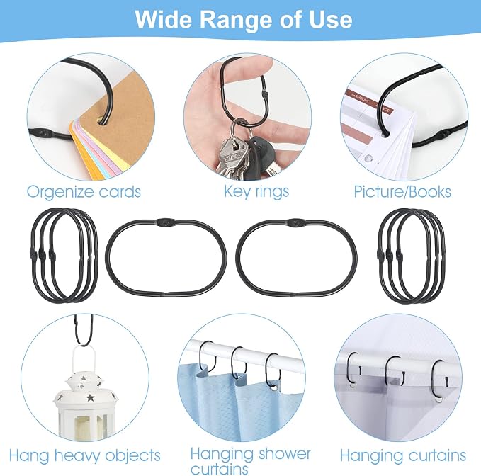 24 Pcs Shower Curtain Rings, Goowin Shower Curtain Hooks, Oval Snap Shower Rings - Image 6