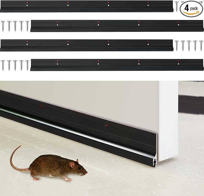Gisafai 4 Pack 36"Door Sweep, Aluminum Rodent Proof Bottom Seal Strip Black | by Gisafai