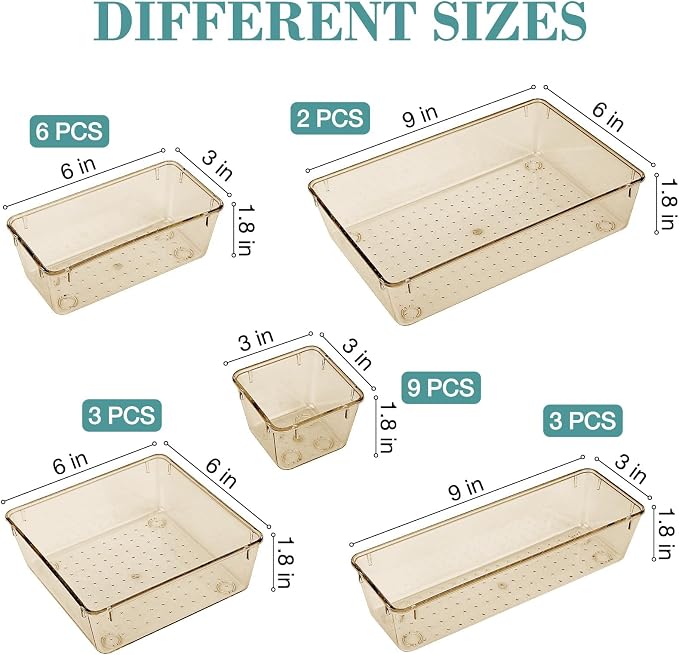 23 PCS Drawer Organizer Set, 5 Size Bathroom and kitchen organizer Trays | - Image 2
