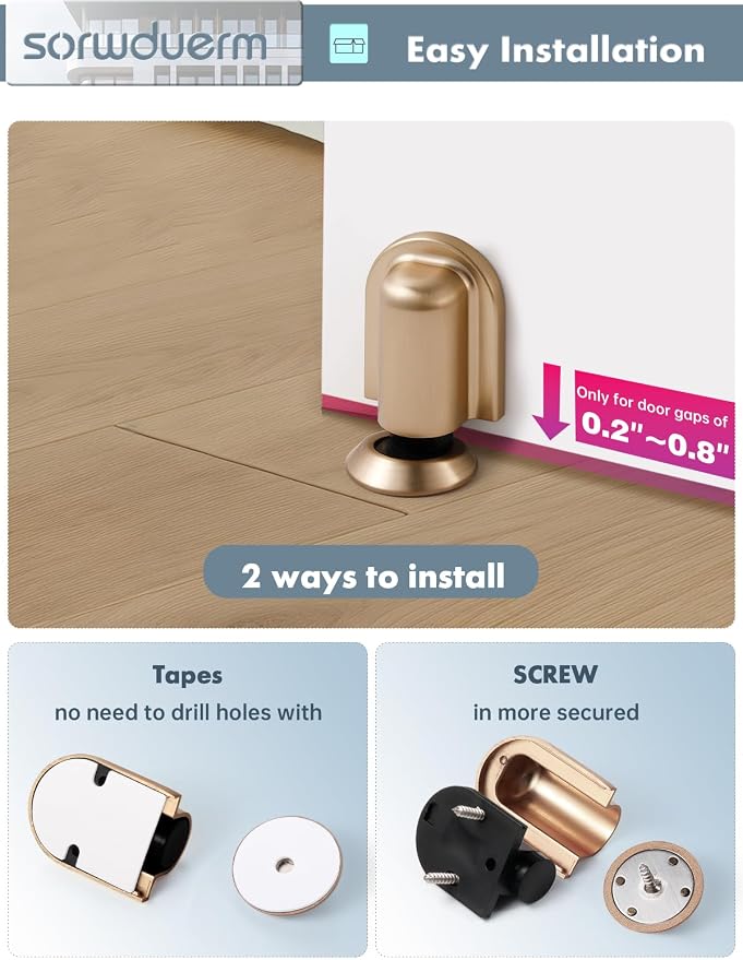 1 Pack Champagne Bronze Door Stopper Magnetic Door Cathc Matte Black Floor - Image 6