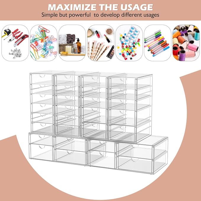 4-Pack 22-Drawer Acrylic Storage & Makeup Organizer - Image 5