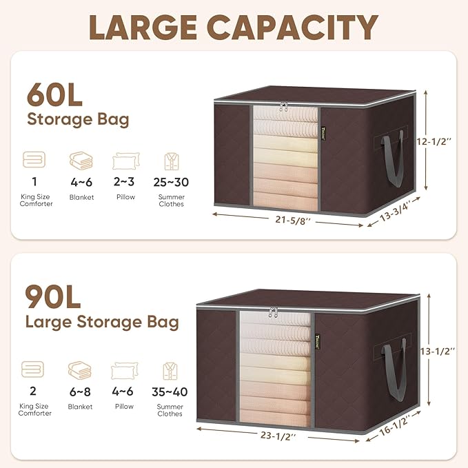 BALEINE 8 Pack Clothes Storage Bags, 16 Gallon Storage Containers - Image 6