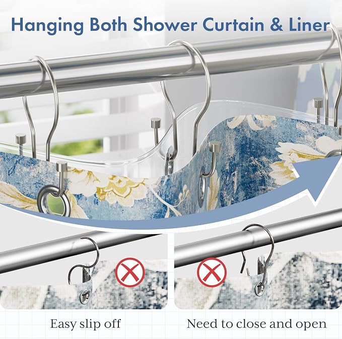 Bathway Shower Curtain Hooks Nickel Shower Curtain Rings - Image 3
