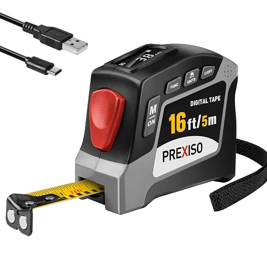 PREXISO 2-in-1 Digital Tape Measure, 16Ft Digital Measuring Tape Auto Lock by PREXISO
