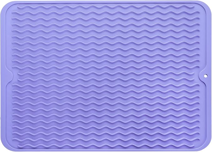 MicoYang Silicone Dish Drying Mat — Quick-Dry Ridges Counter & Sink Pad by MicoYang