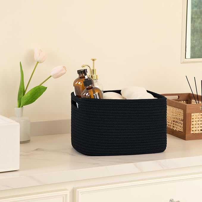 OIAHOMY 4 Pack Storage Baskets for Organizing 15L Cube Storage Bins Black - Image 4
