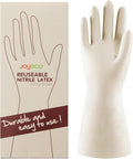 Cleaning Gloves Dishwashing Kitchen Gloves Reusable Rubber 1 Pairs White by JOYECO