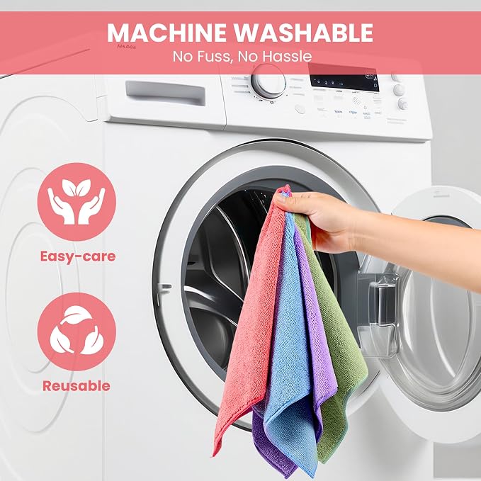 SIFANGKE Microfiber Cleaning Cloth, 52 Pack Assorted Color Cleaning Rags - Image 7