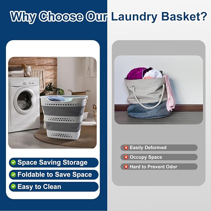 Collapsible Laundry Basket 42L Foldable Pop-Up Clothes Hamper - Image 5