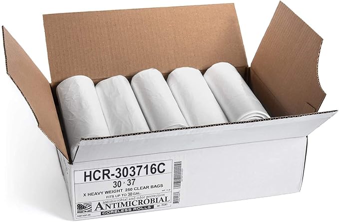 Aluf Plastics 30 Gal Clear Trash Bags, 16 Micron - Image 2