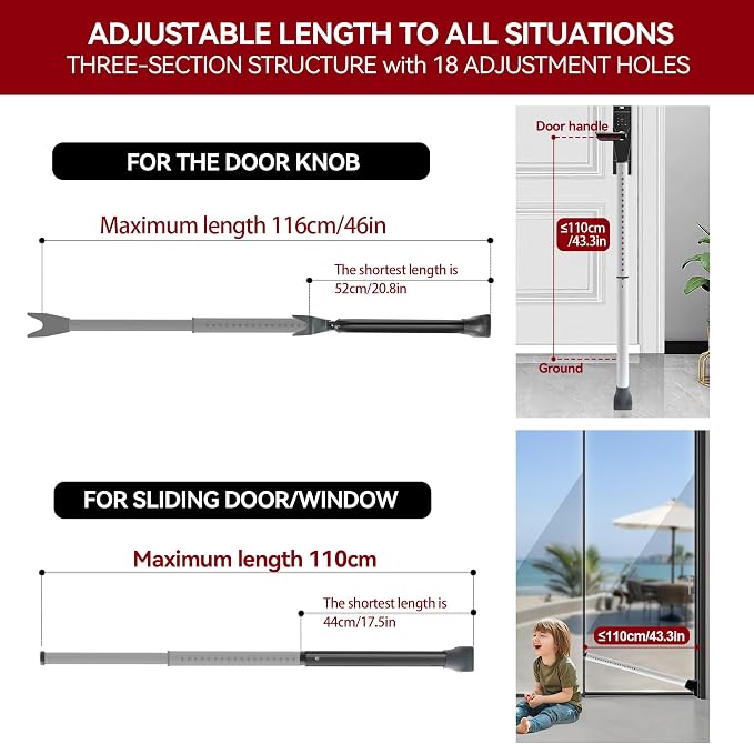 AceMining Door Security Bar, Patio Door Lock, 20-50 in | Sliding Glass Door - Image 3