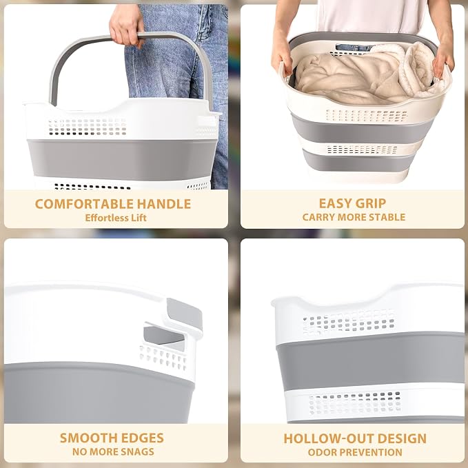 OOAMBB 43L Collapsible Plastic Laundry Basket - Image 4
