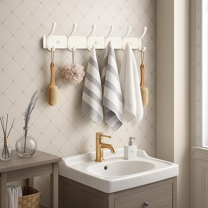 Coat Rack Wall Mount, 2 Pack White Coat Hooks Hanger Wall - Image 5