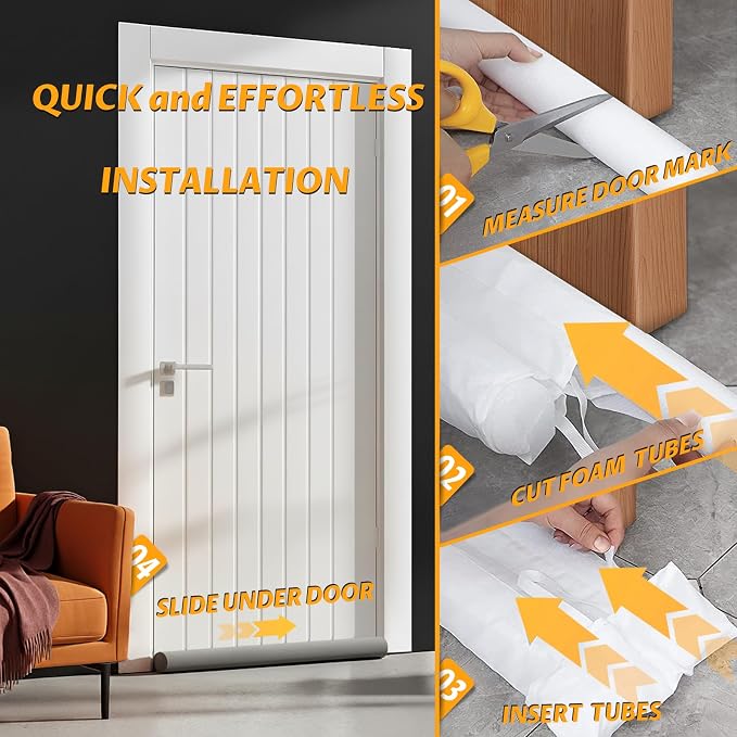 MAXTID Large Door Draft Blocker 32" Grey Bottom Door Draft Stoppers - Image 7