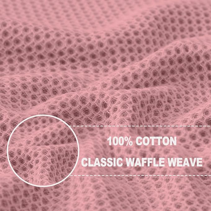 Homaxy 100% Cotton Waffle Weave Kitchen Dish Cloths 12-Pack, Dried Rose | 12 x - Image 2