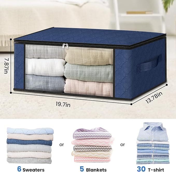 HomeHacks 3-Pack Clothes Organizer Storage Bags, 35L Storage Bins, Reinforced - Image 2