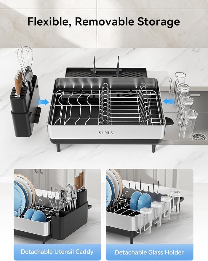 SUNLY Large Dish Drying Rack, Expandable Dish Rack - Image 4