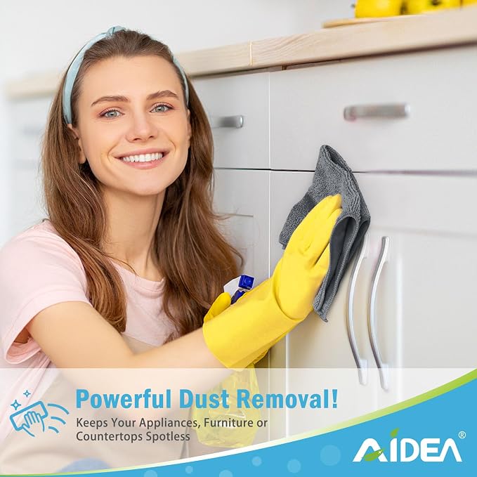 AIDEA Gray Microfiber Cleaning Cloth-100PK, Cleaning Rags 12"x12" Absorbent | - Image 4