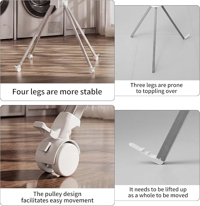 RFOUO Foldable Clothes Drying Rack Aluminum 4 Legs 16 Rods Double Layer | - Image 5