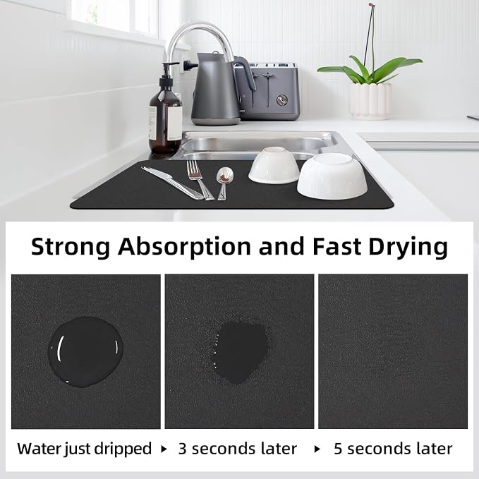 LOPNUR Small Dish Drying Mat for Kitchen Counter, Quick-Drying & Heat-Resistant - Image 3