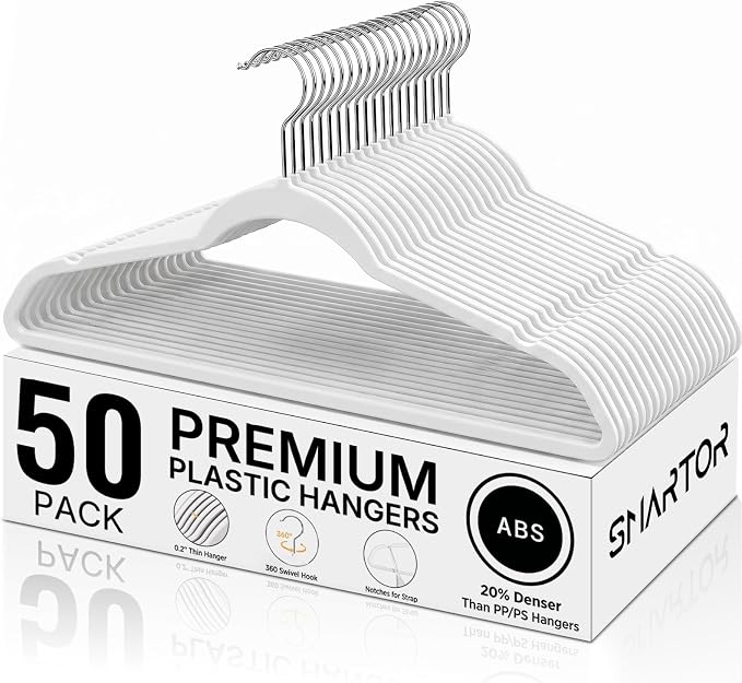 Plastic Hangers 50 Pack by Smartor