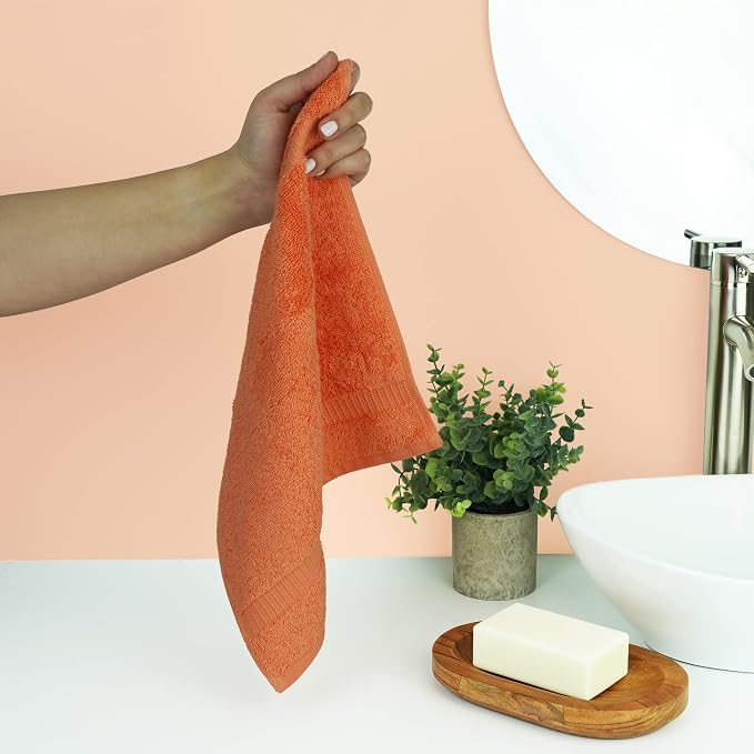 Chakir Turkish Linens 100% Cotton 12-Pack Washcloths 13x13, Coral | Premium - Image 2
