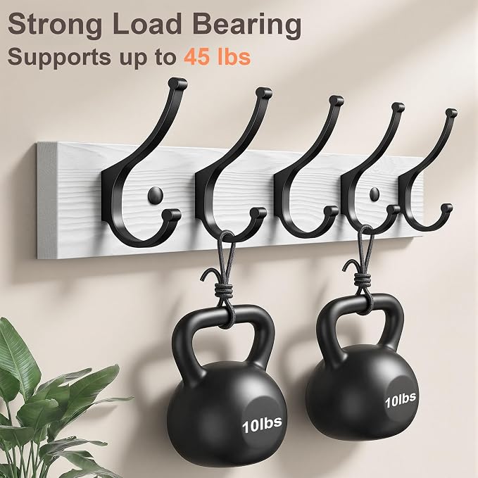 Optish 1 Pack Wooden Coat Rack Wall Mount, 16.1" Rustic Coat Hanger Hooks - Image 3
