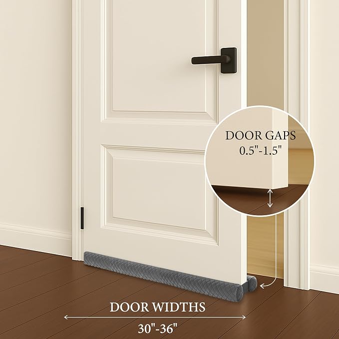 Ciieyuo Premium Velvet Under Door Draft Stopper, Adjustable 30-36 Inches | Door - Image 3