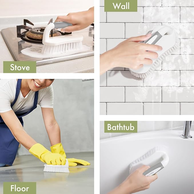 Scrub Brush for Cleaning Comfort Grip Shower Scrubber Flexible Stiff Bristles - Image 5