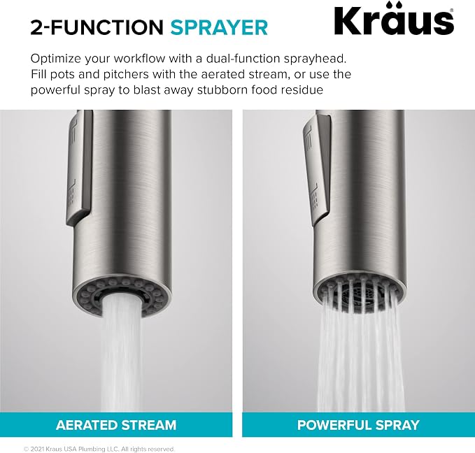 KRAUS Champagne Bronze Pull Down Kitchen Faucet KPF-2620SFACB | QuickDock top - Image 10
