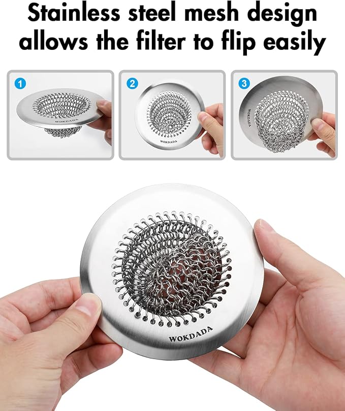 2 Pack Kitchen Sink Drain Strainer, Patented Reversible Chain Mesh Basket - Image 5