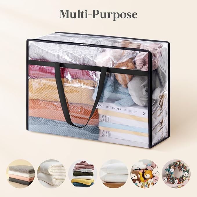 Lifewit 4 Pack Clear Clothes Storage Bags, 75L Plastic Blanket Storage Bag - Image 5