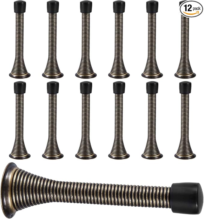 KISEER 12 Pack Spring Door Stops 3 1/4 Inch Flexible Heavy Duty Spring Door by KISEER