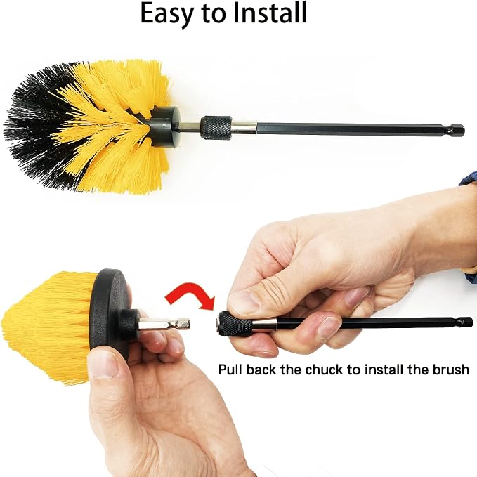 8 Pack Drill Brush Attachment Set, 1/4in Power Scrubber Brush + Extend Long Rod - Image 5